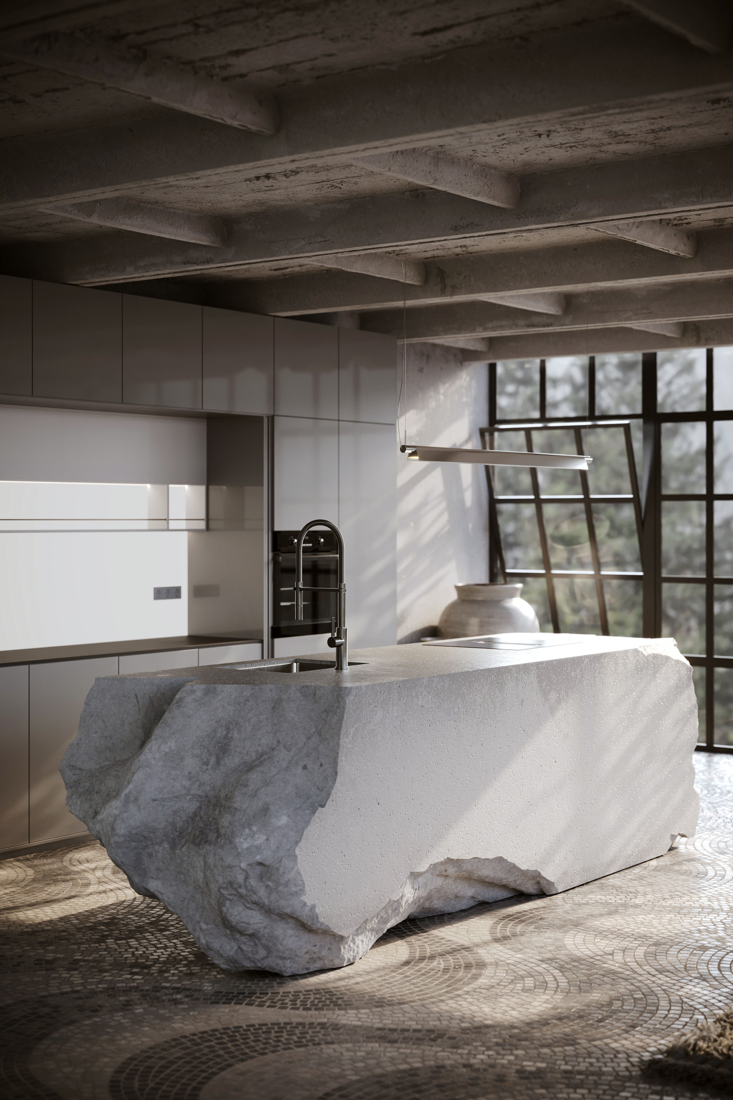 Concrete island in loft(非商业)-9