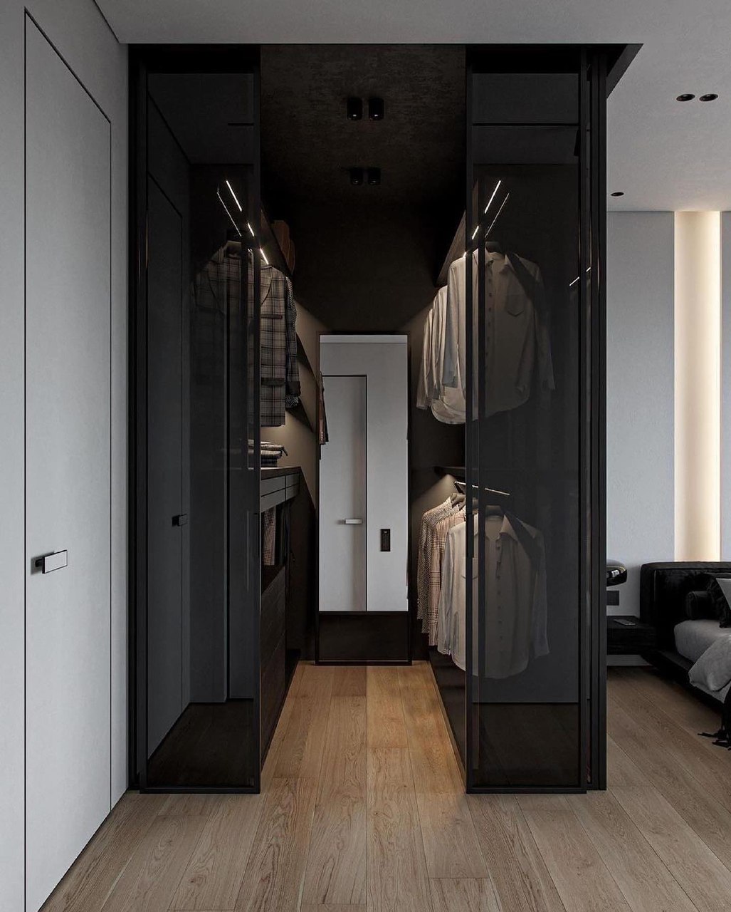 Визуализация спальни с гардеробной системой-6