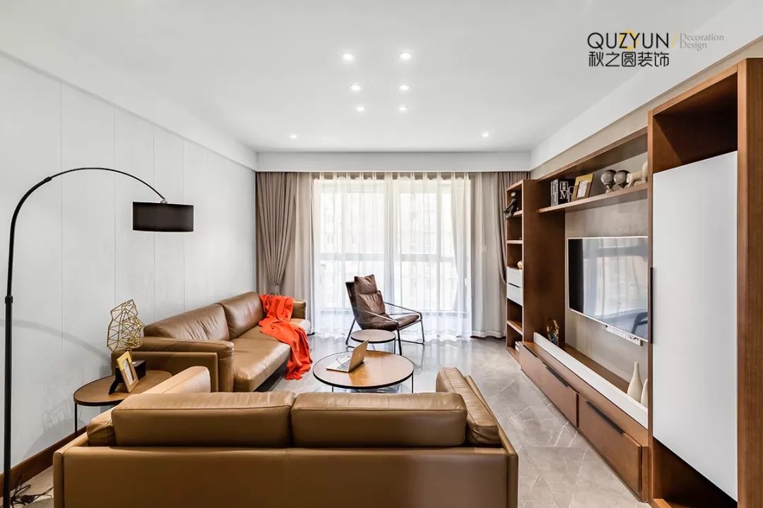 景湖人家现代风设计，水泥漆++ 木饰面演绎灵动空间-9