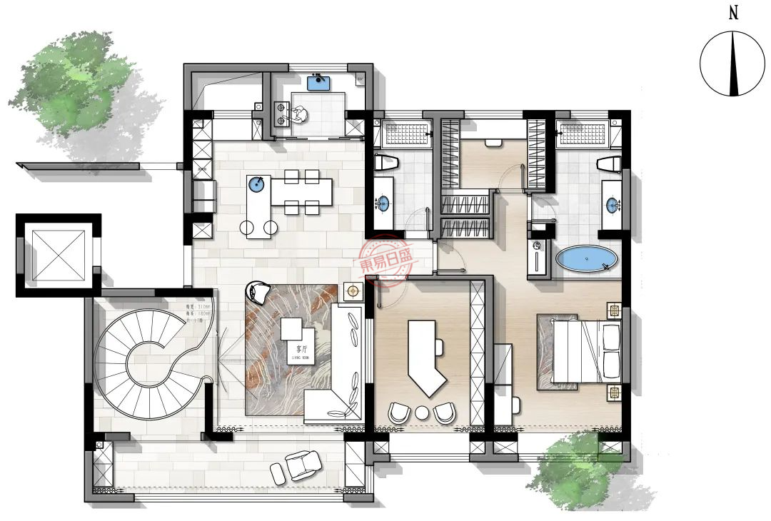 260㎡杭州家装丨经典黑白灰，装修中的简约法则-13