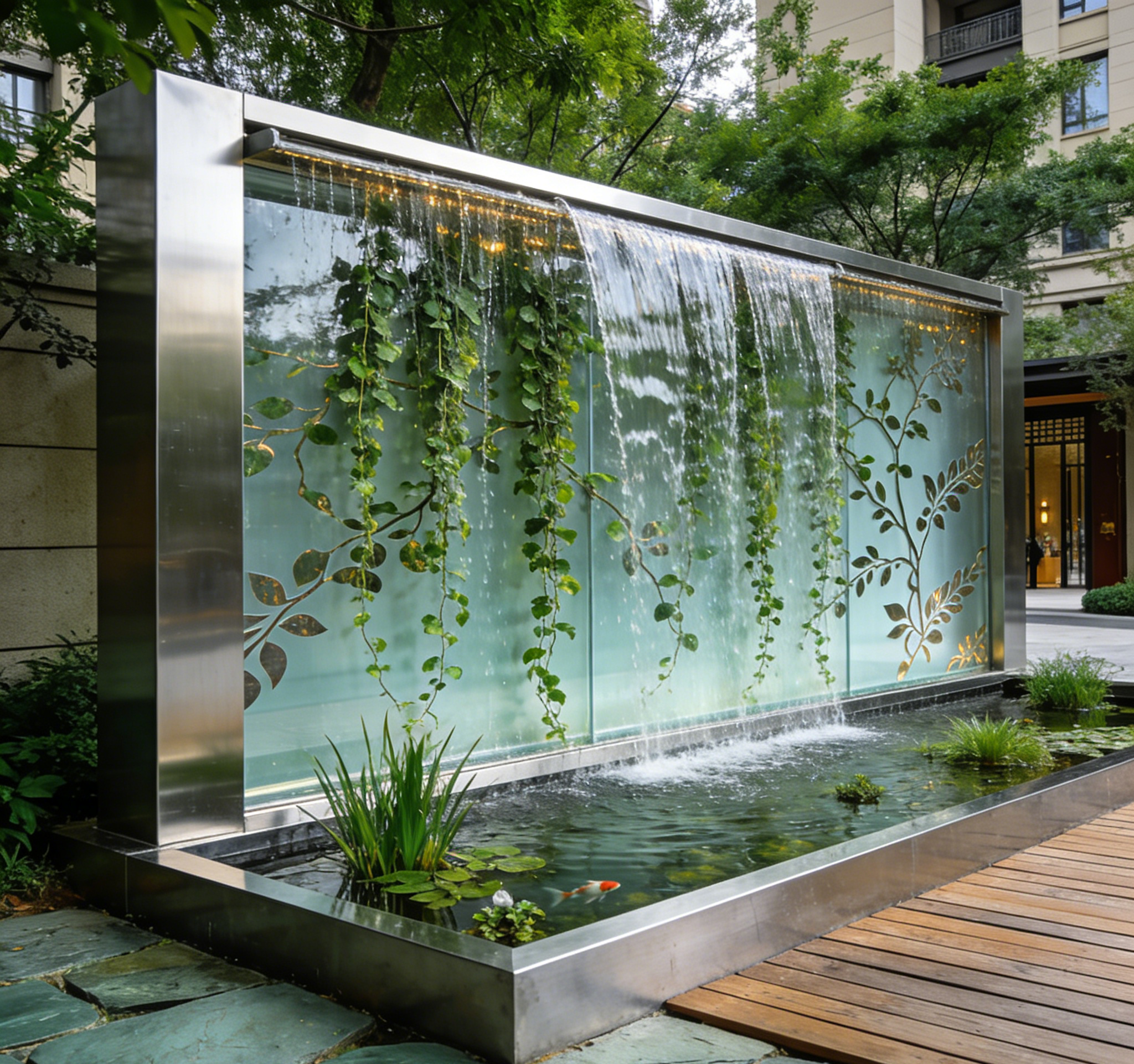 小区园林景观水景及酒店入口不锈钢景墙-13