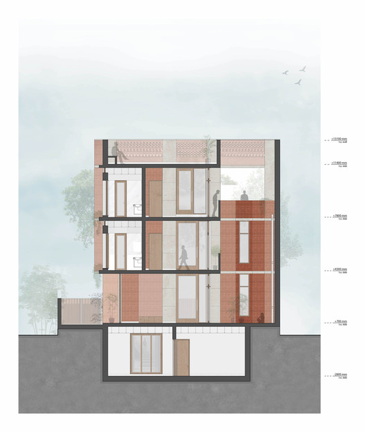印度紧密家庭共享生活砖房设计-27