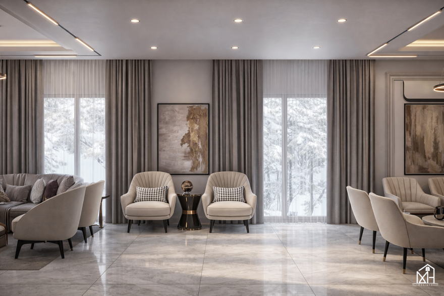 现代奢华起居与用餐空间-22