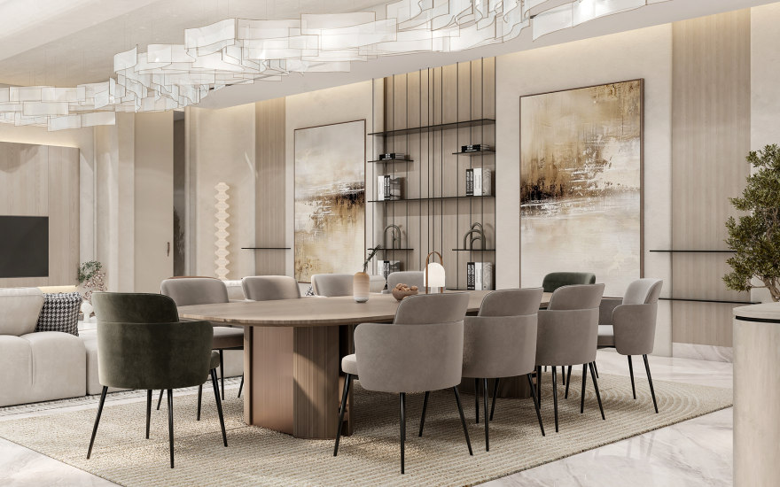 沙特阿拉伯家庭客厅与餐厅设计丨Alaa Arafa-32