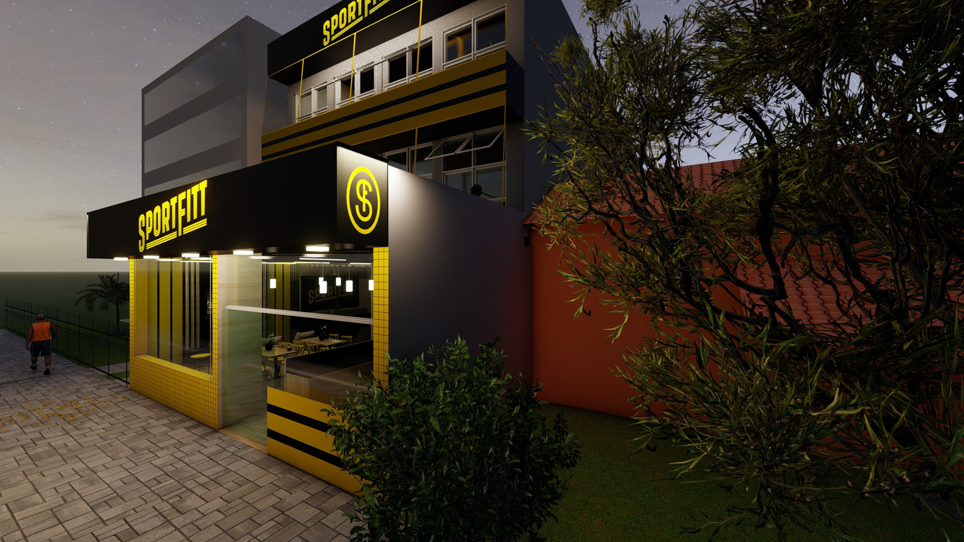 Modelagem e Render - Fachada Academia Sportfitt-7