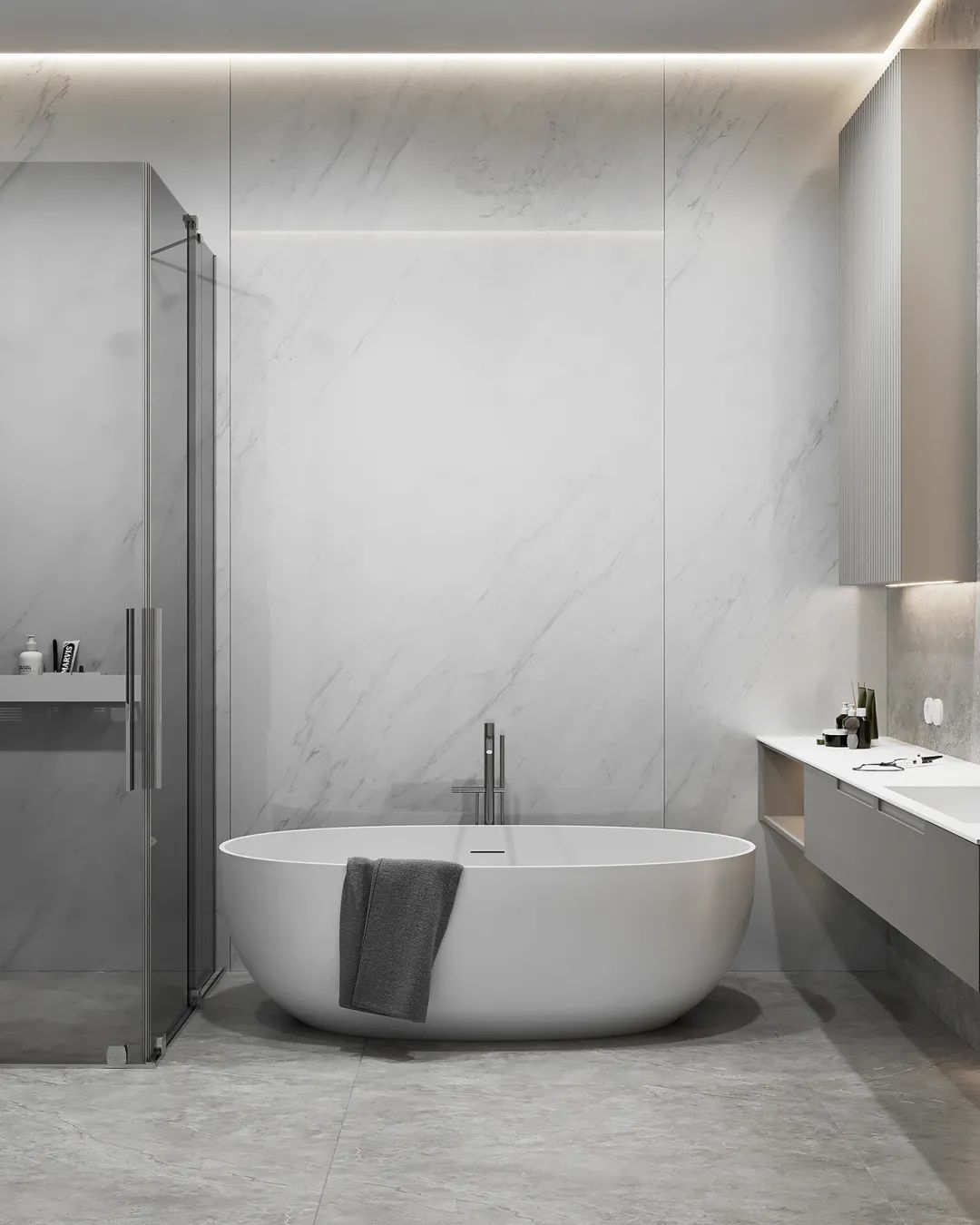 极简高级灰 · 一家三口蓝色豪宅设计丨俄罗斯丨俄罗斯设计师 Alina Larionova-48