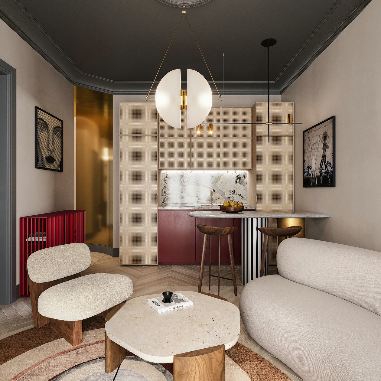 氛围感超强的小空间公寓设计-1