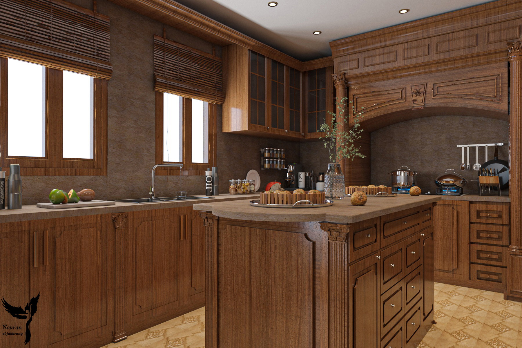 Kitchen and living room in a villa in Mountain View-0