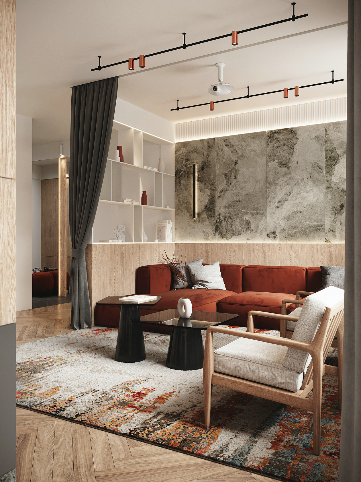 原木+橘色 室内设计-5