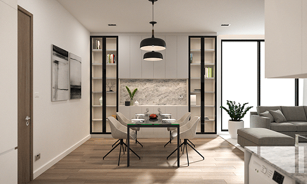 公寓·起居 厨房 用餐区丨阿联酋迪拜丨PIEAJET LIN-6