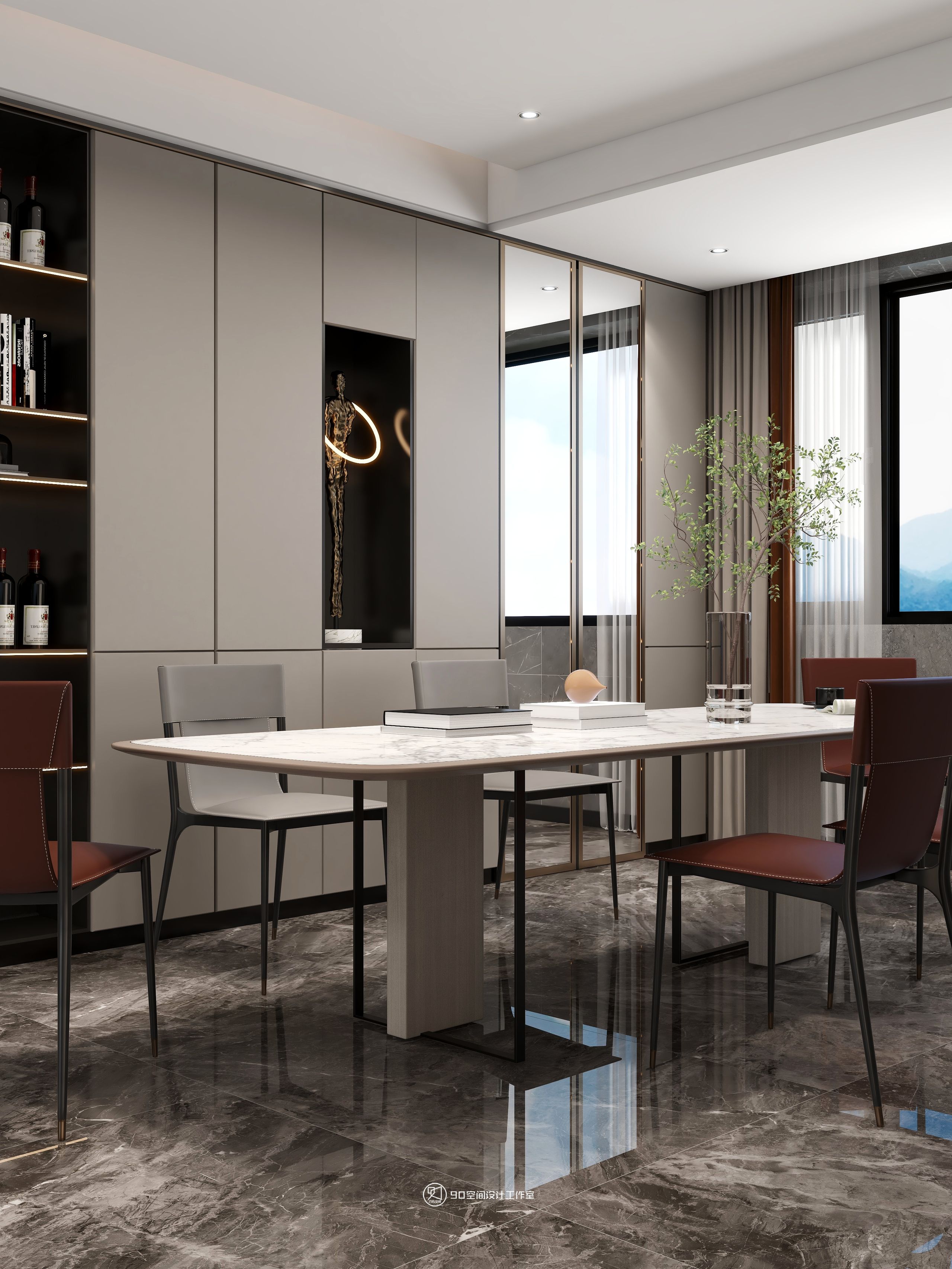 189㎡轻奢复式住宅设计丨90 空间设计-12