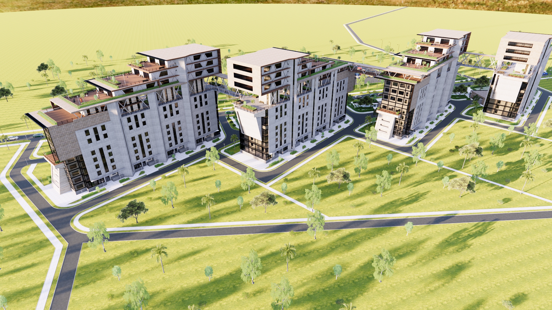 تصميم معماري ل4مباني اداريه وسكنيه في الشيخ زايد بمصر-4