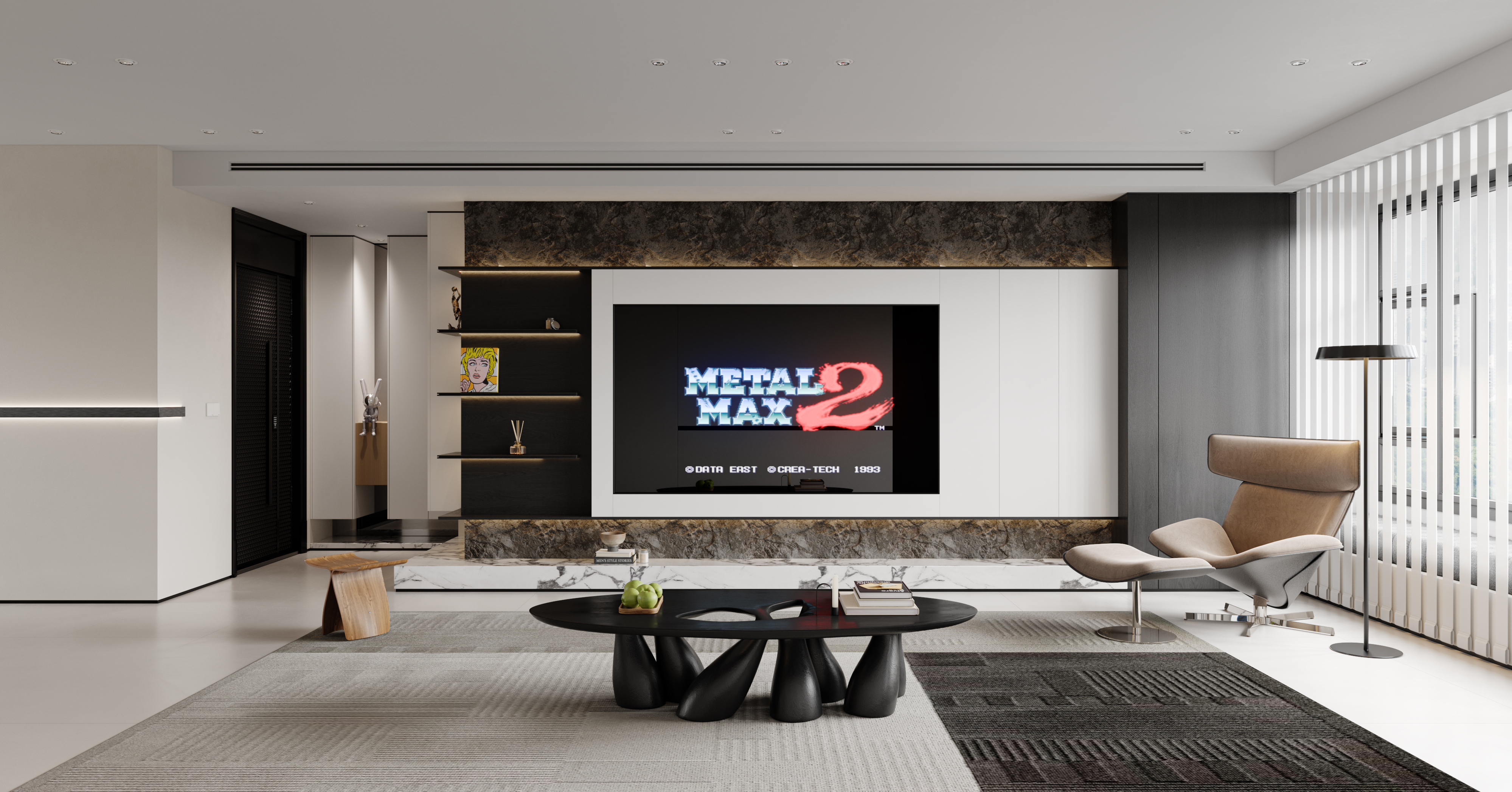 极简客厅 黑白灰客厅 简约客厅-1