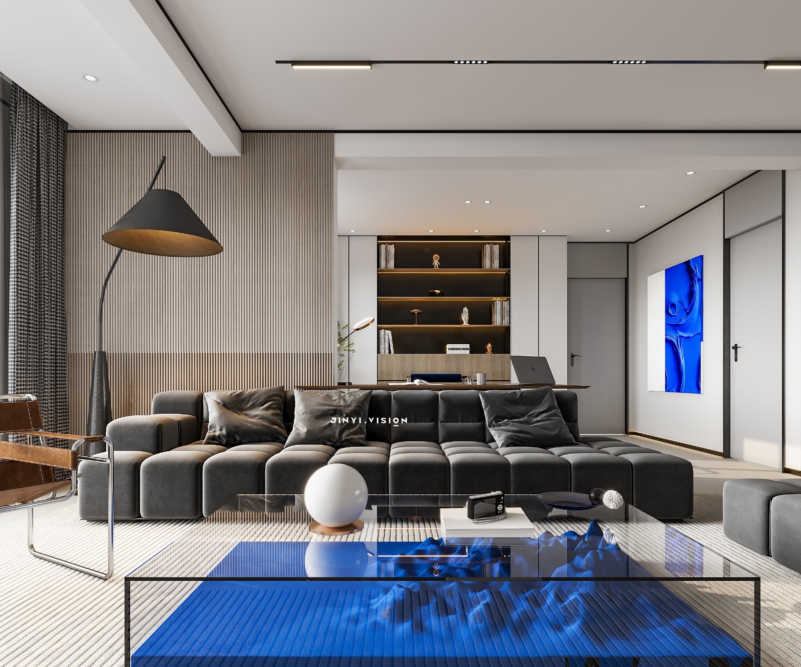 克莱因蓝跳色：极简空间里的高级松弛感-1