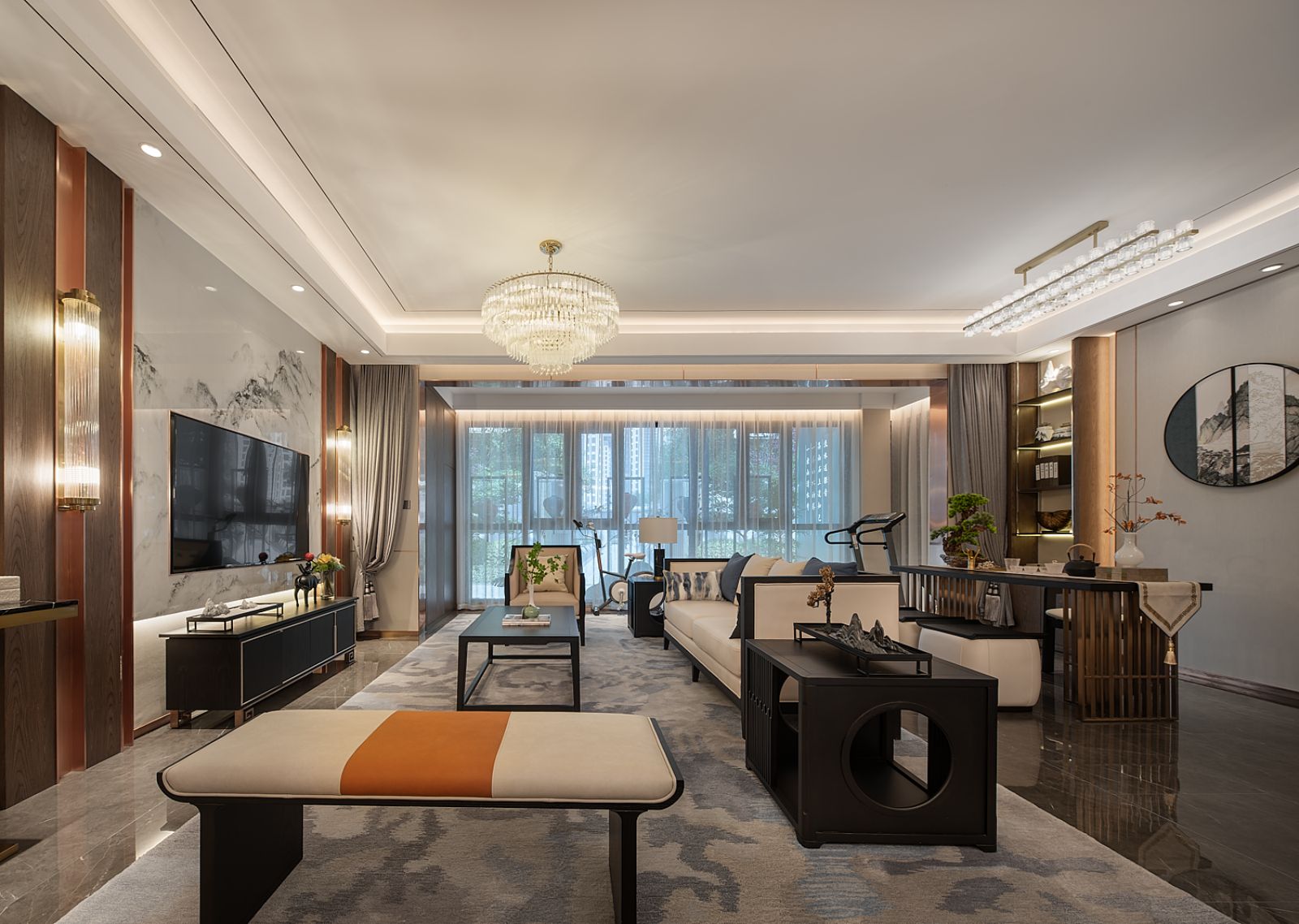 将中国元素融入客餐厅卧室丨中国驻马店丨运成设计-15