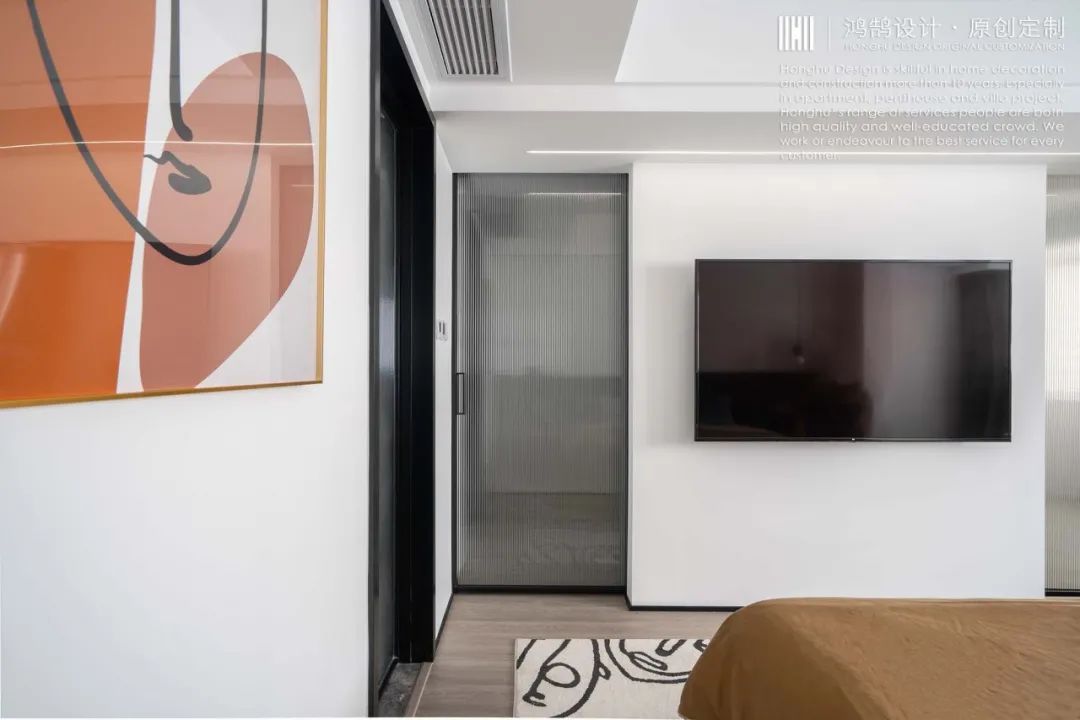 现代轻奢婚房,120㎡黑白灰++ 糖果色混搭设计-45