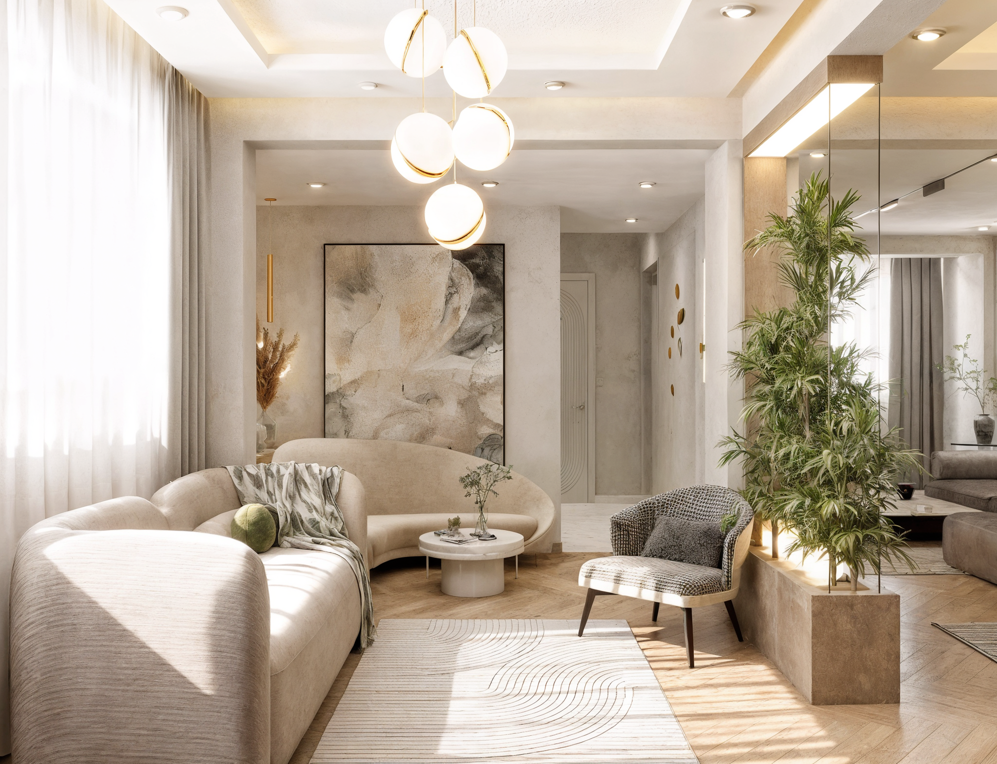 住宅公寓入口,厨房,餐厅及客厅设计丨埃及亚历山大丨Eman Rafie Designs公司-17