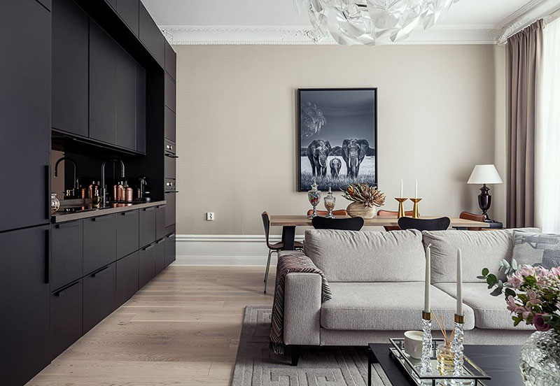 斯德哥尔摩优雅现代公寓，黑厨引领时尚-3