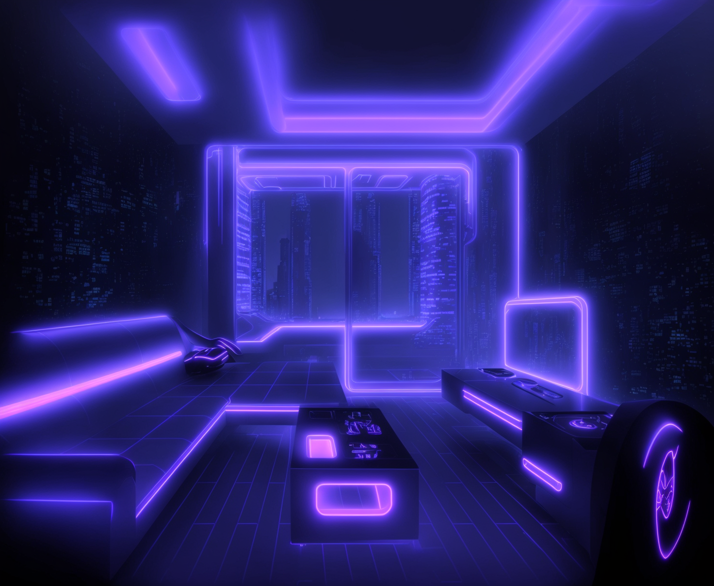 Living room Interior design - Cyberpunk-4