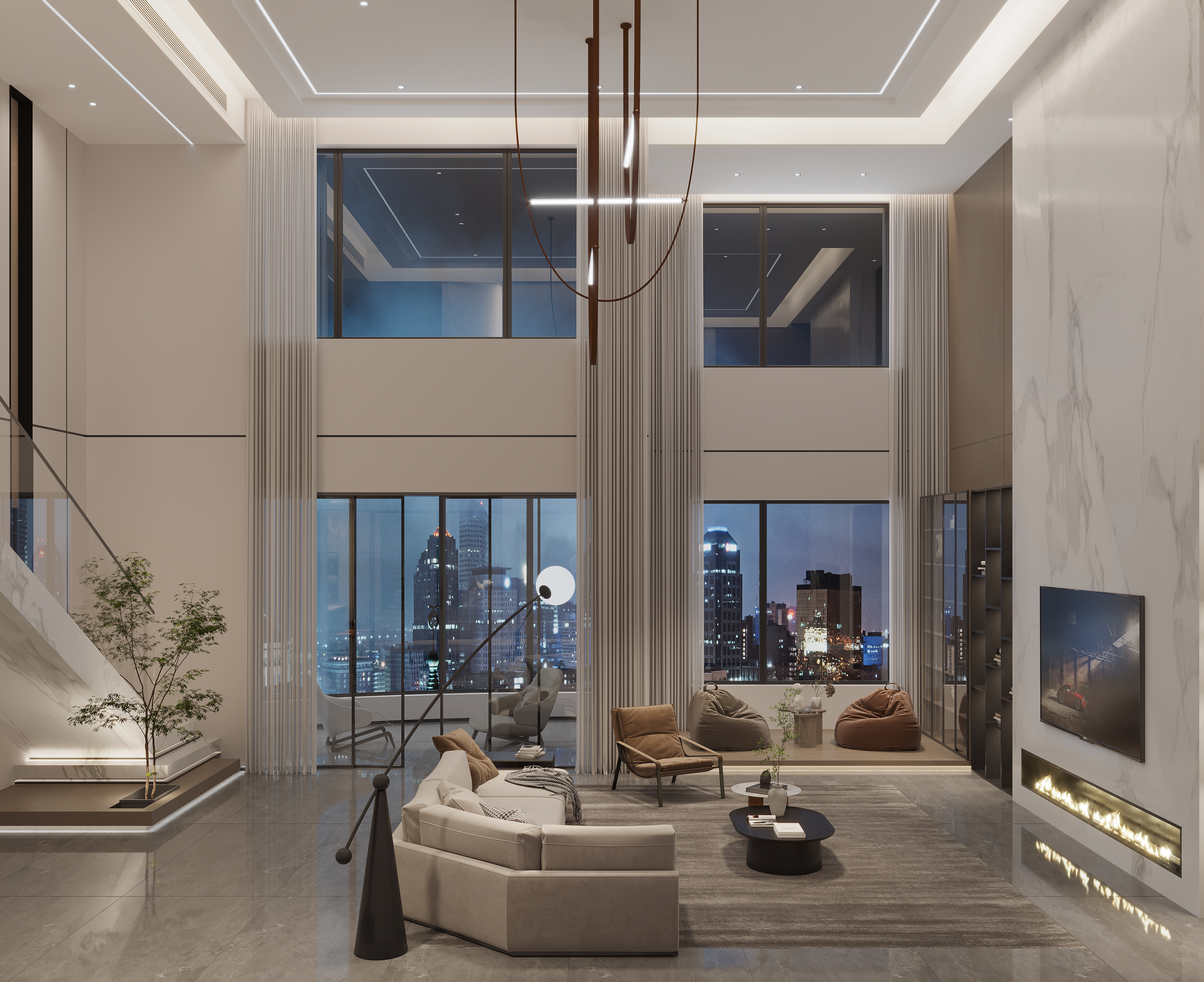 现代挑空别墅-怪兽效果图-0