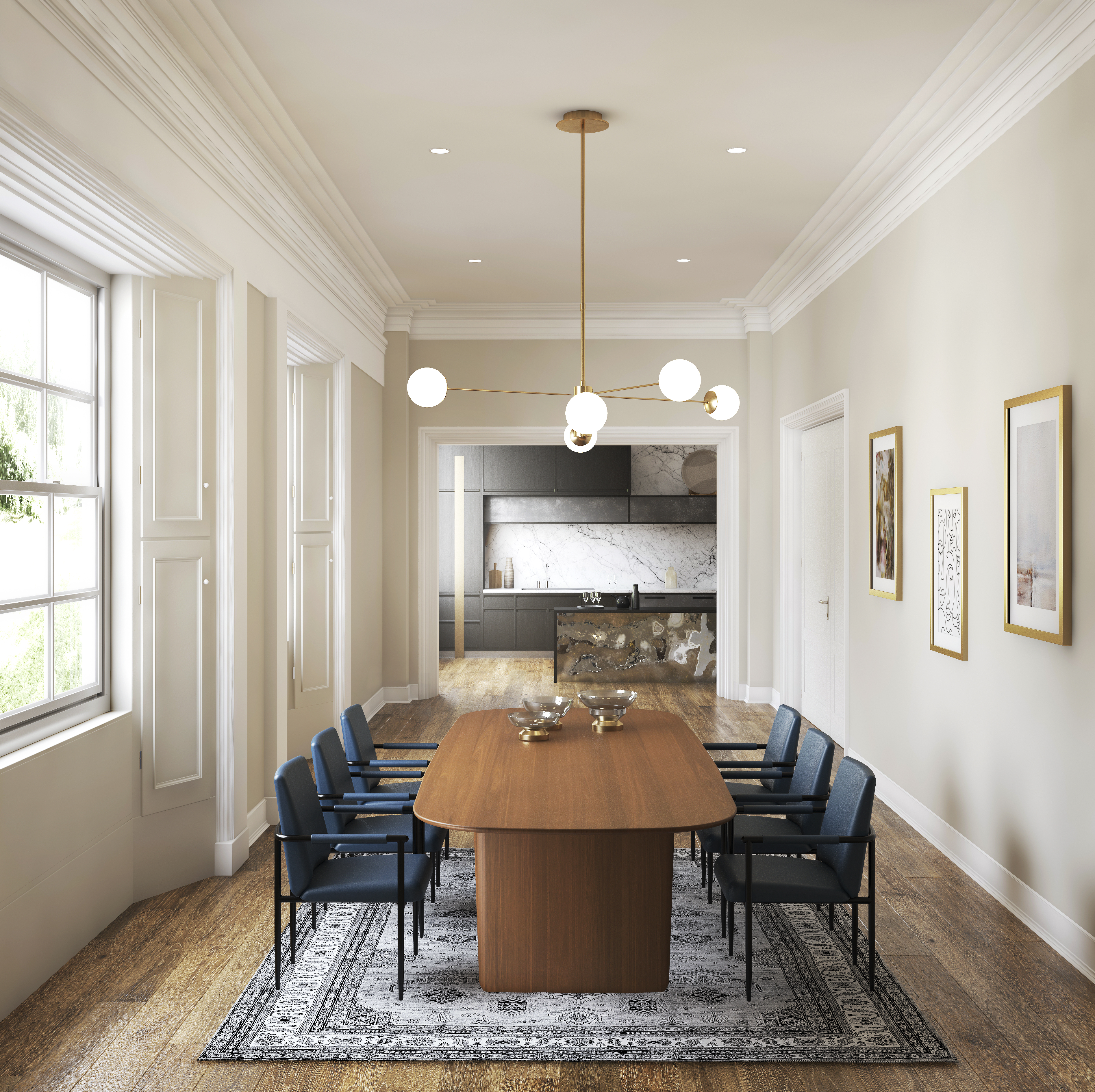 3d render and modeling set of furniture in interiors-1