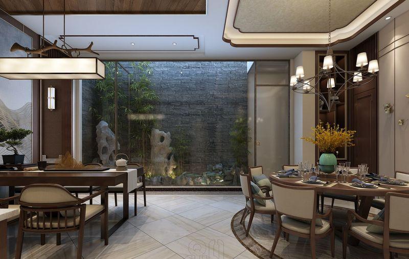 现代中式的对称美学——东方魅影双拼别墅设计-17