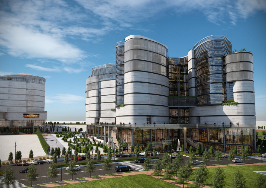 河流涌动的购物中心-14