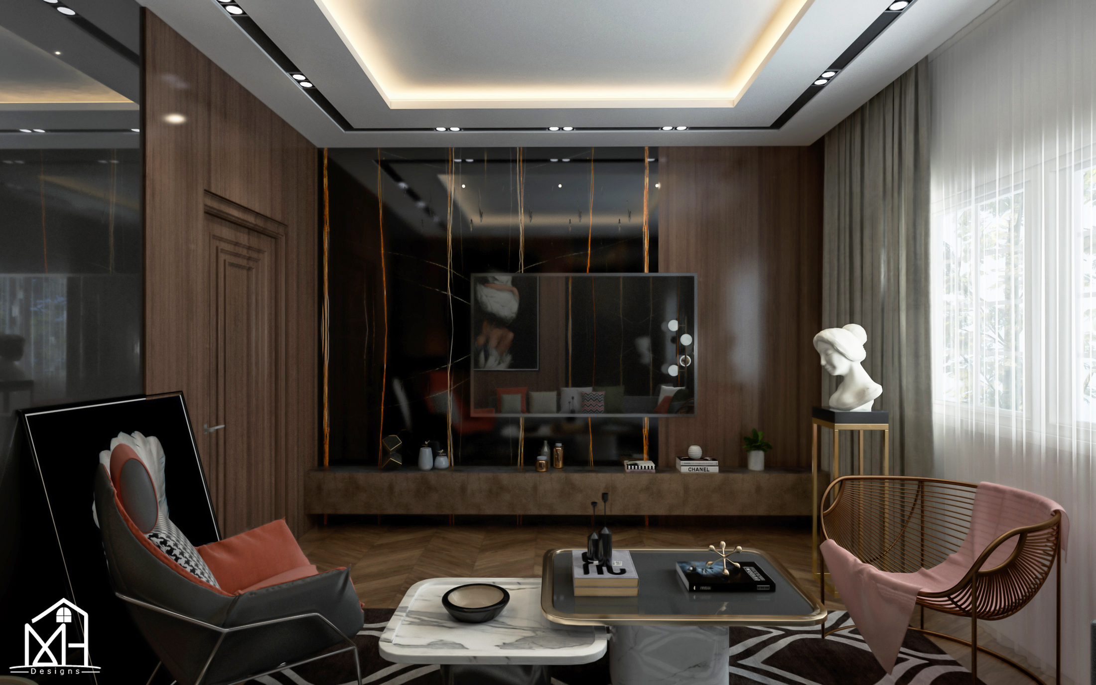 Artistic Modern Living Room in Cairo-3