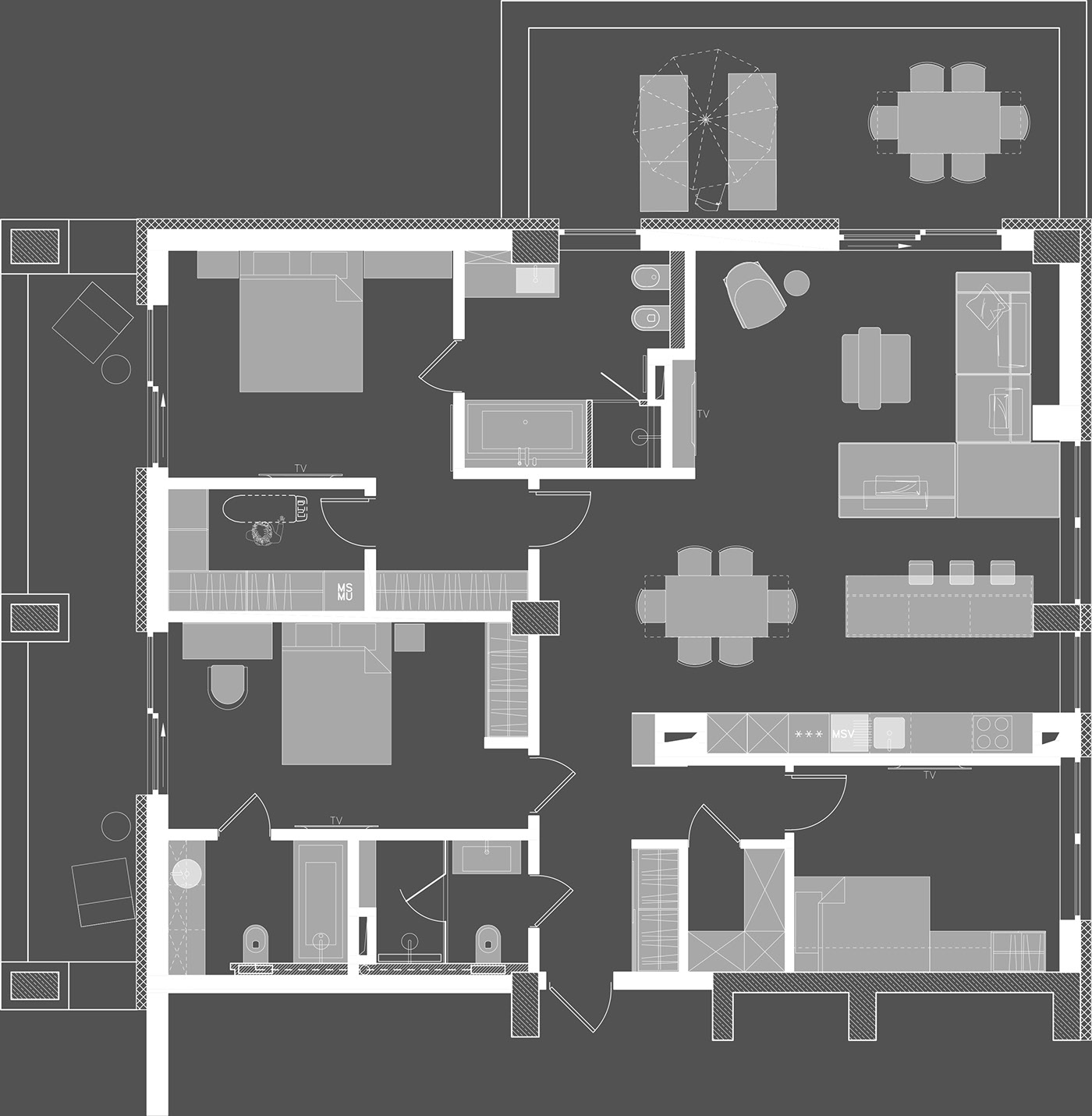130㎡简约灰木风-15