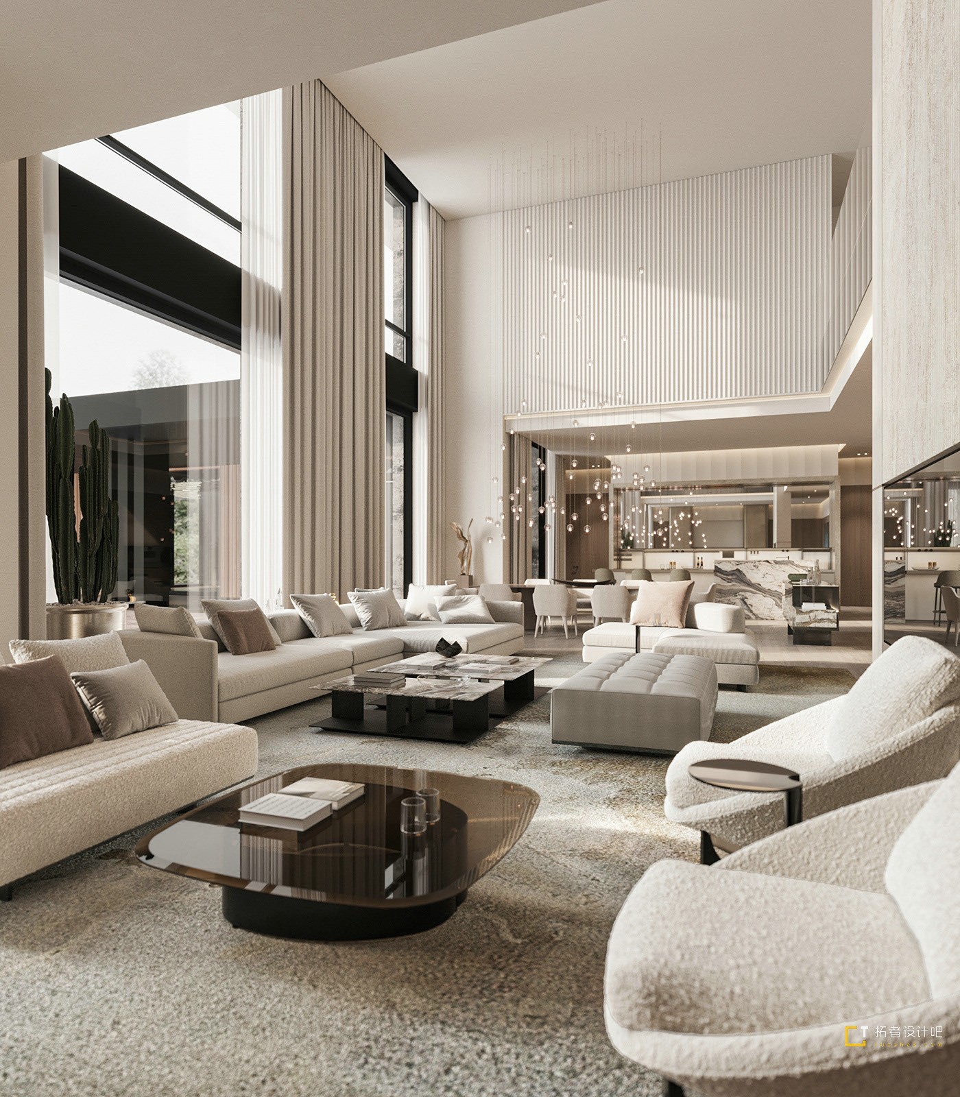 1000平 现代挑空别墅设计！-8