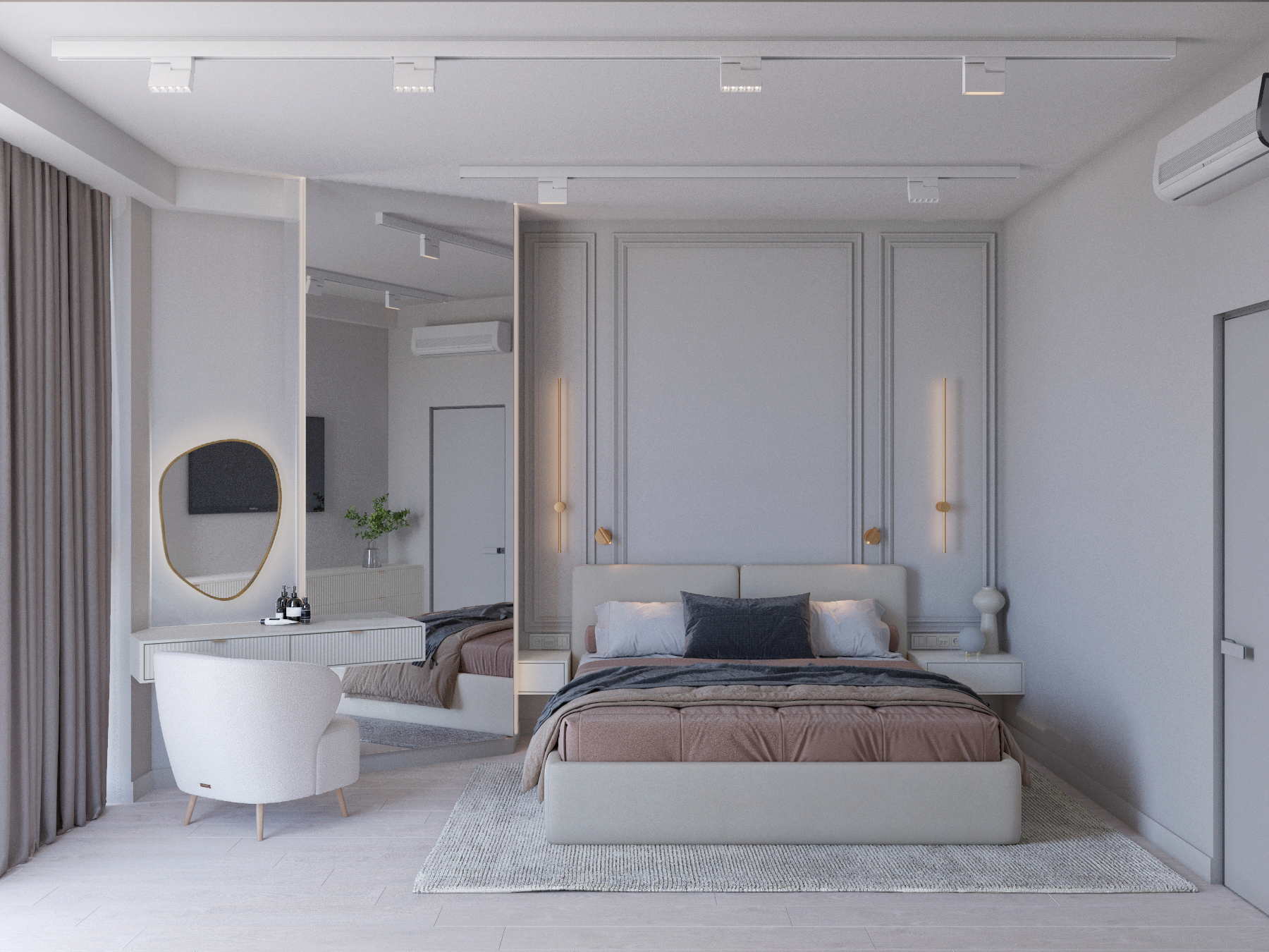 当代简约风格卧室及步入式衣帽间设计丨未明确提及,推测为文本作者所在设计工作室-2