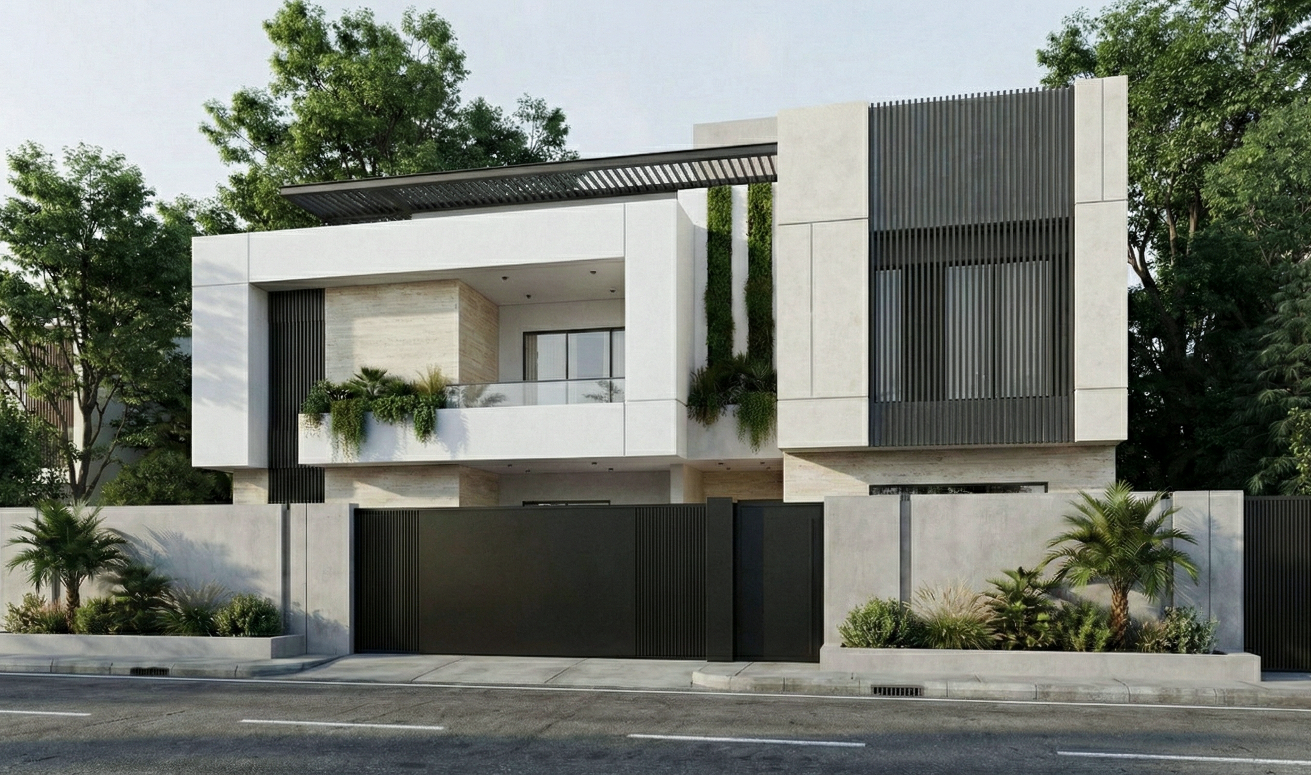 White Line | Modern Minimal Villa Exterior Design-12
