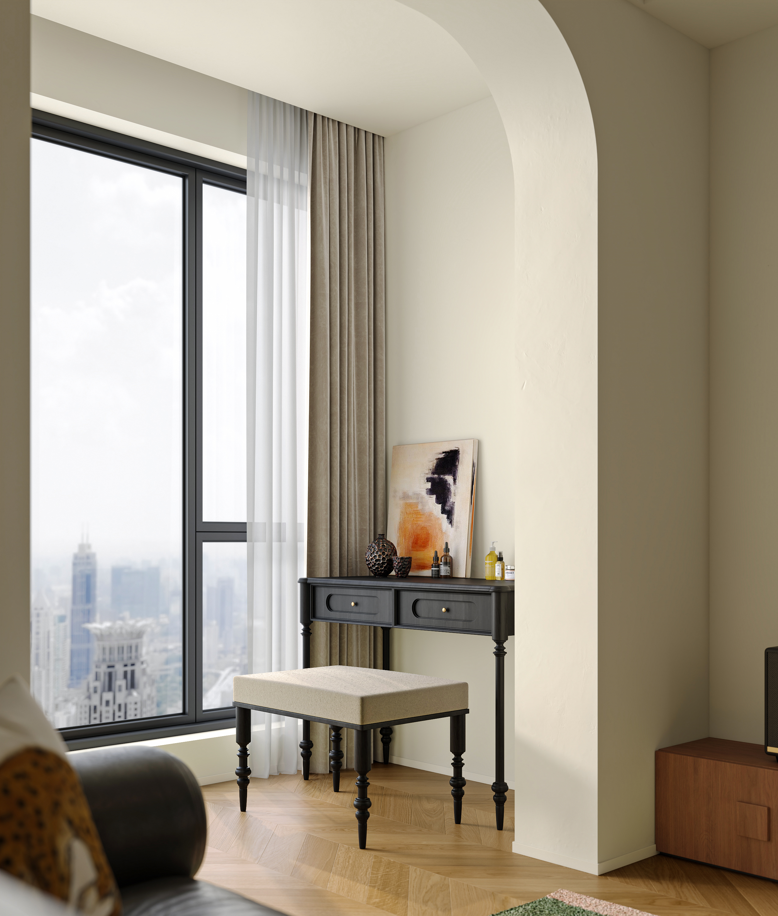 轻法式客厅渲染-4