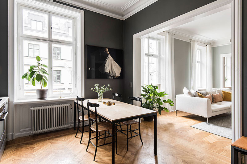 斯德哥尔摩橄榄绿公寓,法式风情融入北欧设计-5