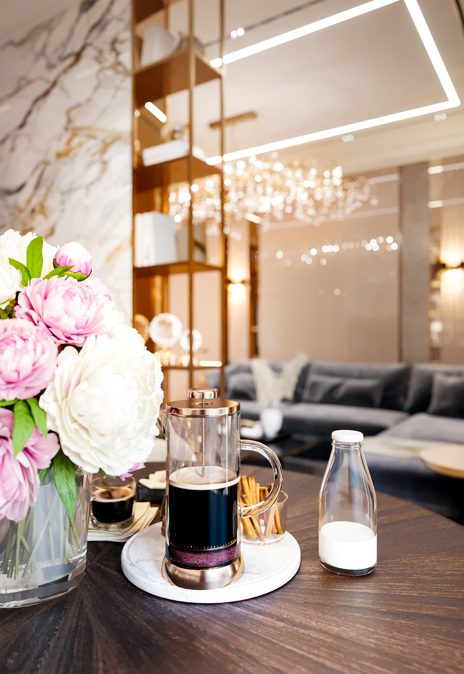 ЖК Grand DeLu·e 客厅丨俄罗斯莫斯科丨Red robot design-21