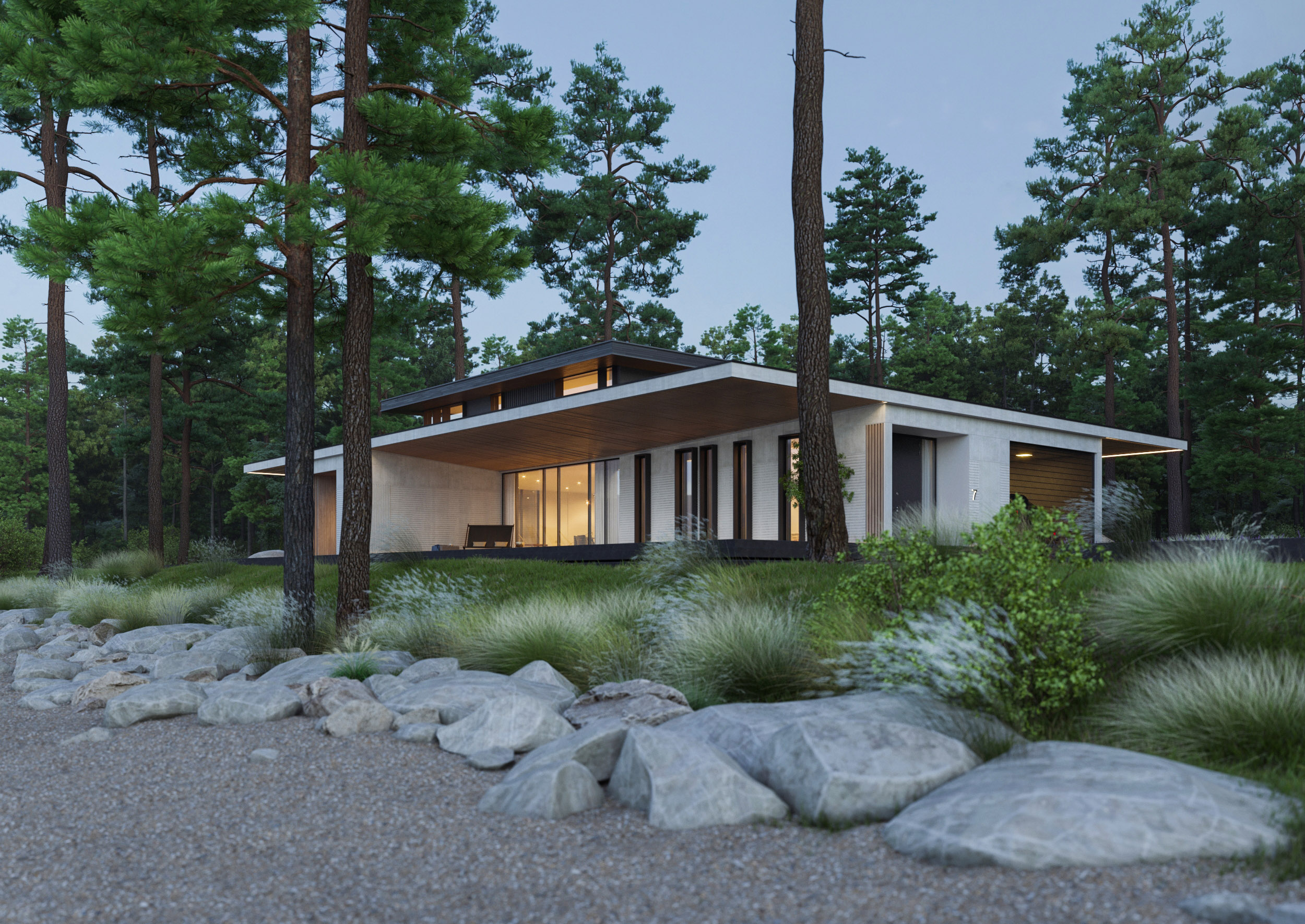 河畔家庭别墅，室内外空间交融-7