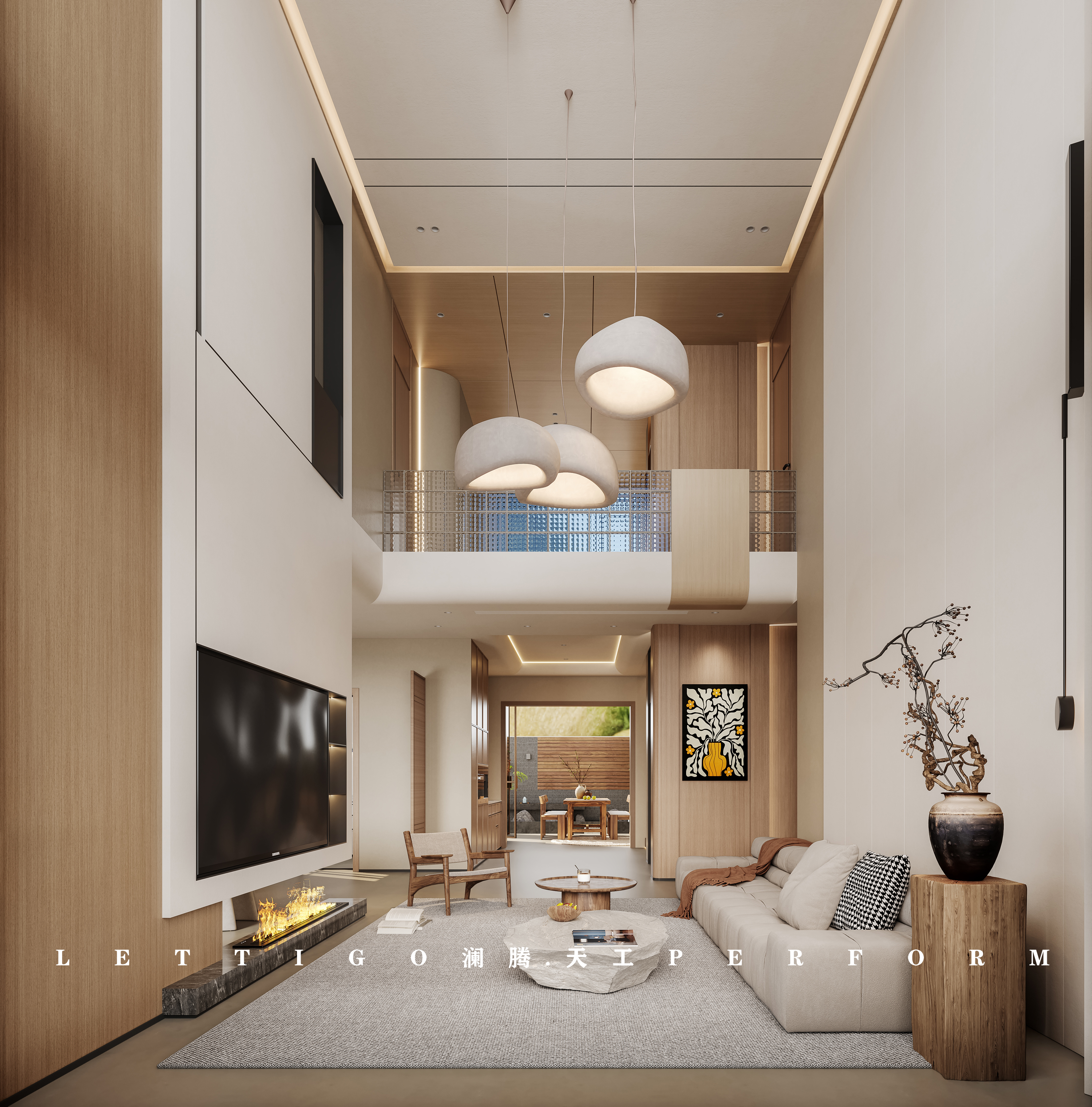 原木风温馨现代别墅，整个空间给人传递舒适的美感-1