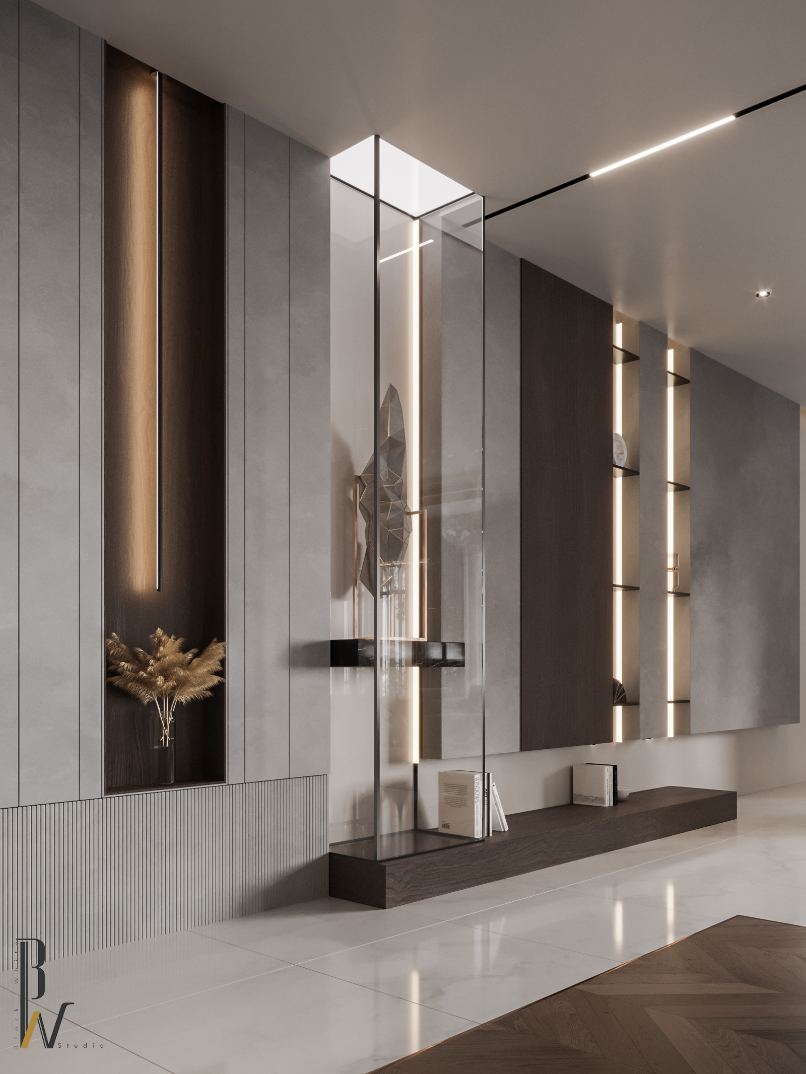 现代豪华大厅丨阿联酋丨Black N White-35