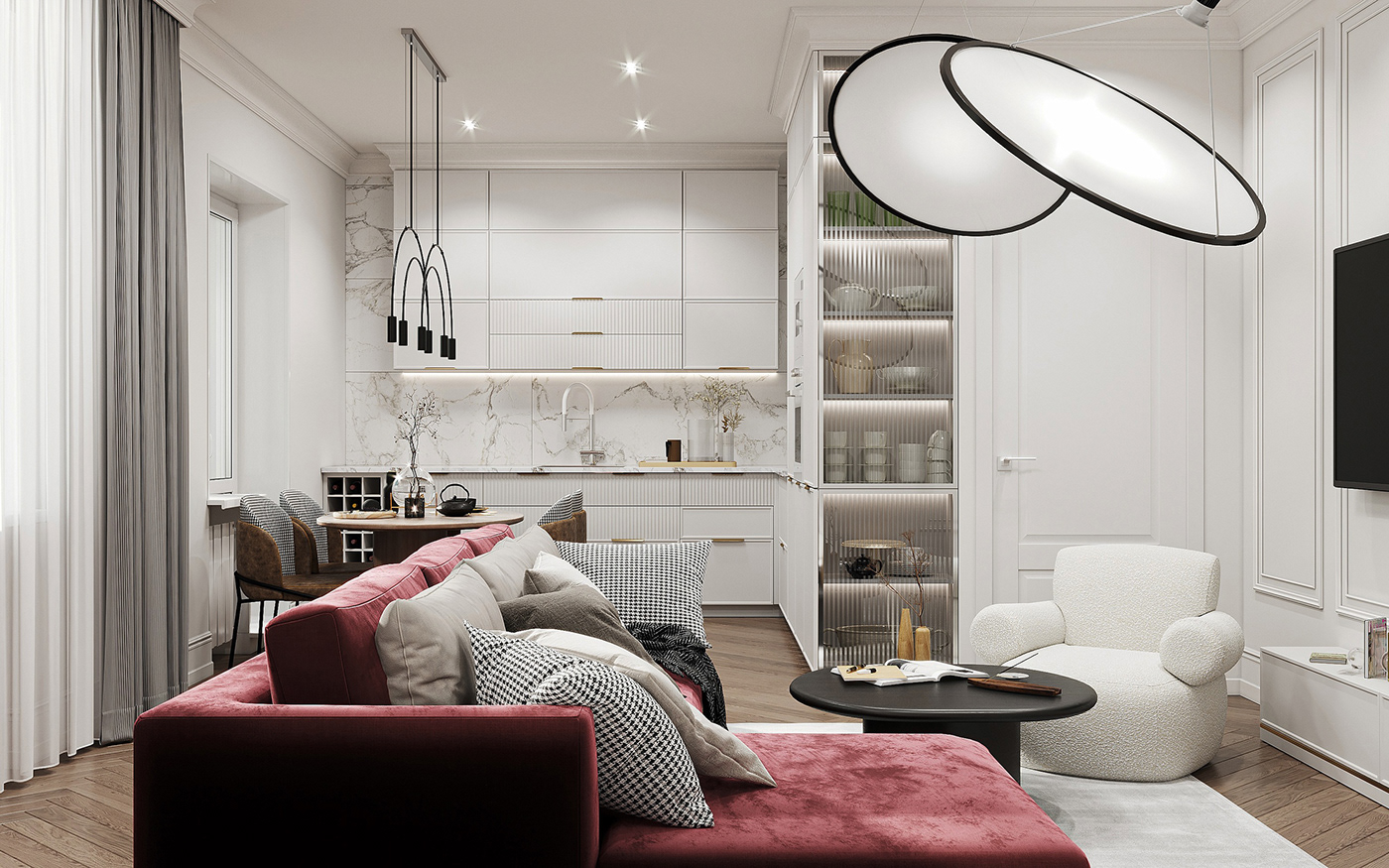 Anastasiya Gushchina丨平层丨Дизайн проект кухни-гостиной от студии Mossebo Voronezh-2