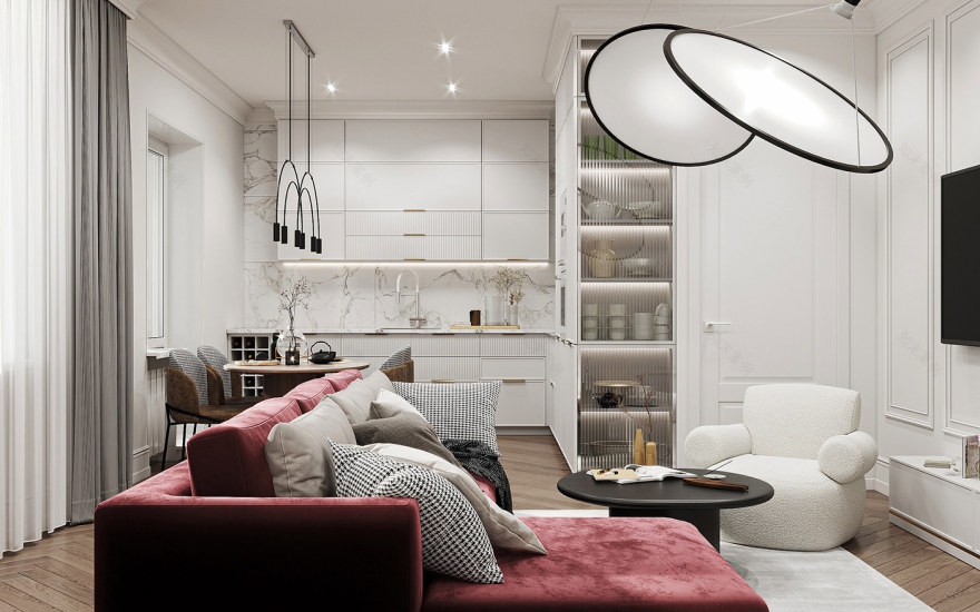 Anastasiya Gushchina丨平层丨Дизайн проект кухни-гостиной от студии Mossebo Voronezh-2