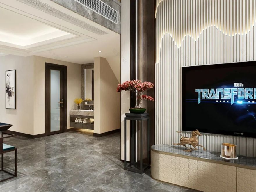 新中式家居空间,红墙碧水演绎亦古宜今的美学魅力-56