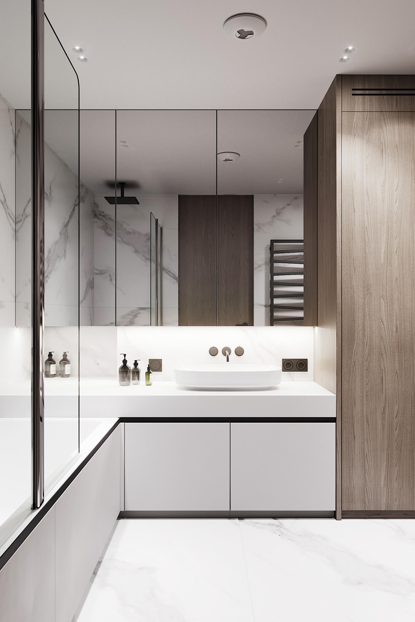 127㎡住宅设计，黑白灰+原木，超有魅力！-14