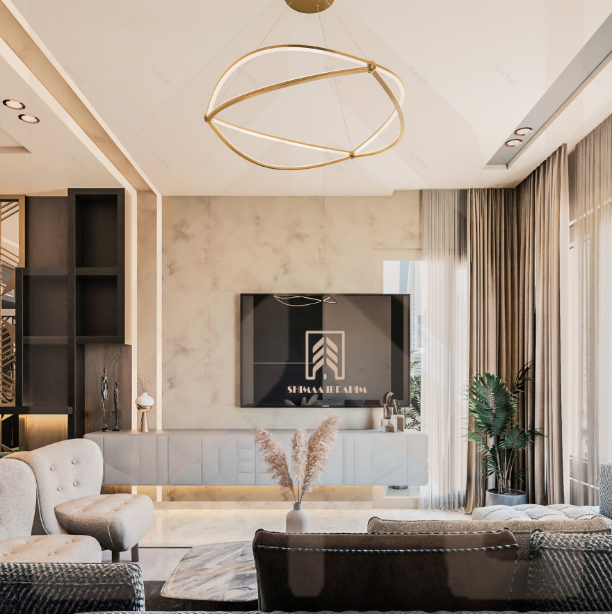 Contemporary reception area with open kitchen-12