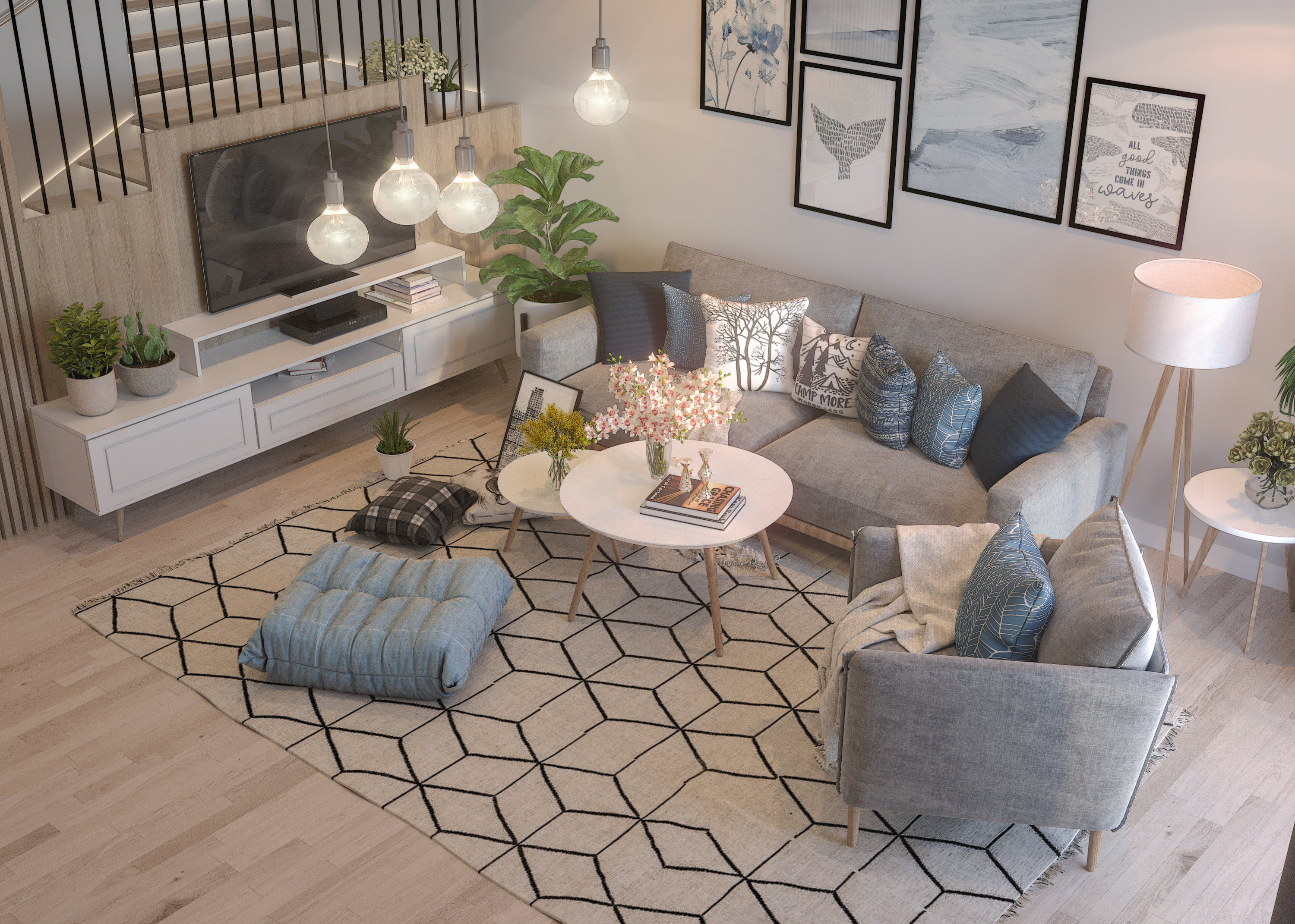 Scandinavian Living Room, Corridor & Stairs-2