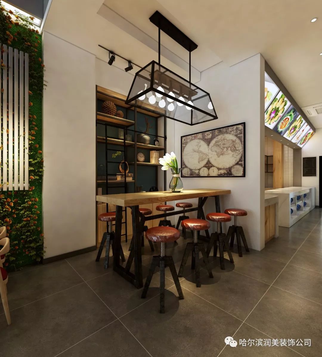 润美装饰  工业风格快餐店-9