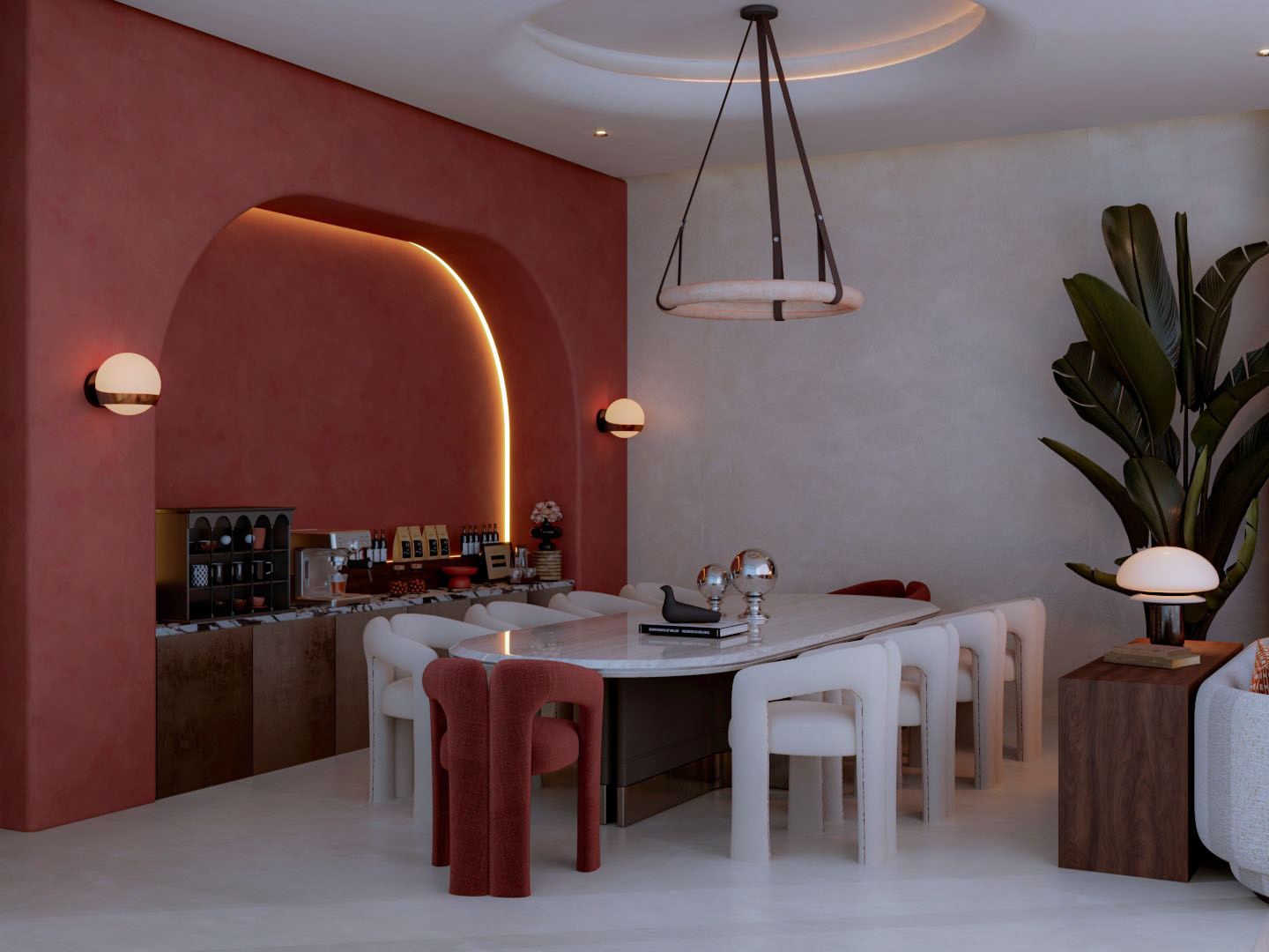 现代住宅起居与餐厅空间设计丨沙特阿拉伯-6