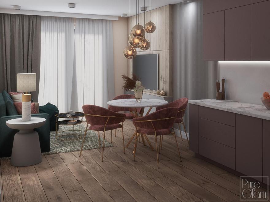 35平方米公寓 带厨房小间的客厅设计丨波兰-0