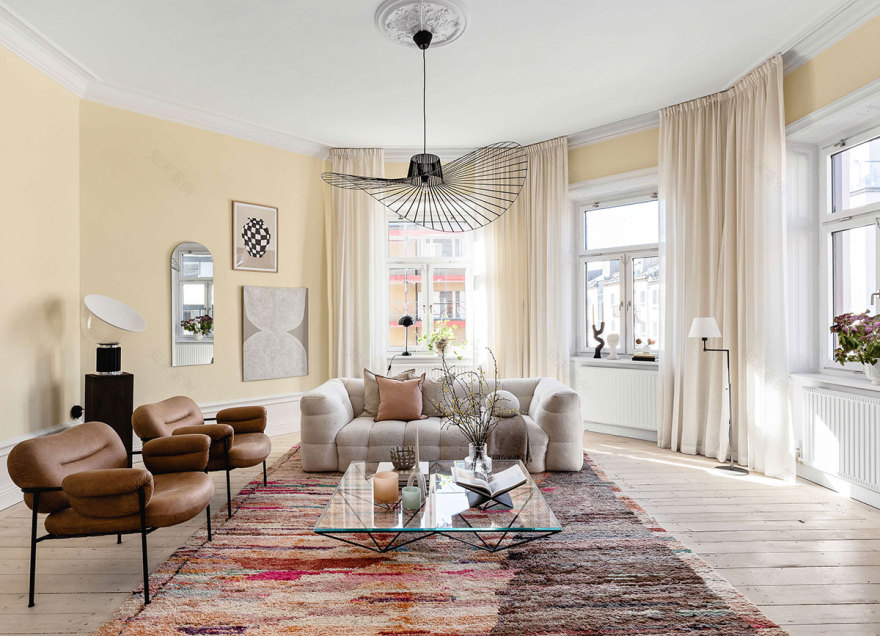 Scandinavian 风格公寓 | 沙色墙壁的温暖设计-1