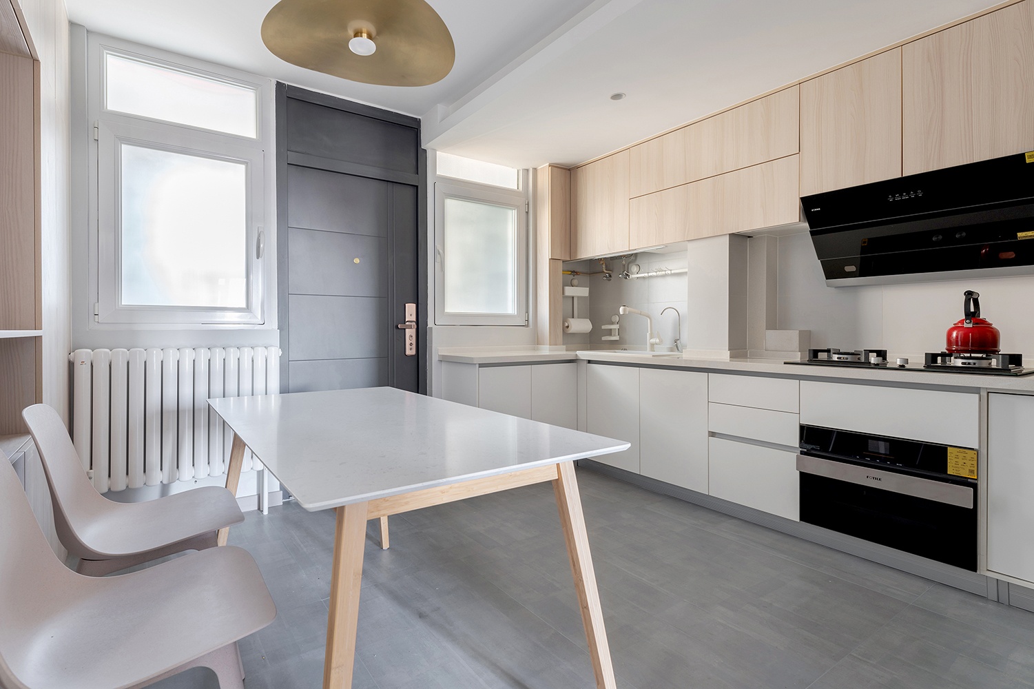 【久栖设计】46㎡学区房原木风，爆改餐厨一体，还能拥有三分离-4