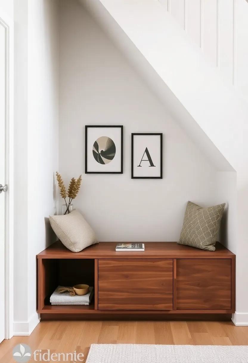 将楼梯下区域改造成带储物长凳的时尚客厅-159